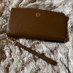 Tory Burch Brown Wallet with Gold Accents
